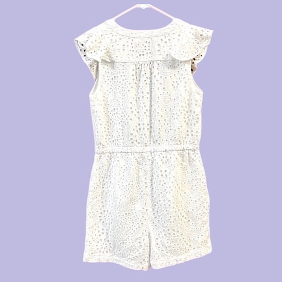 INC white eyelet romper shorts
with stretch waist button front ruffle details M - Picture 4 of 13